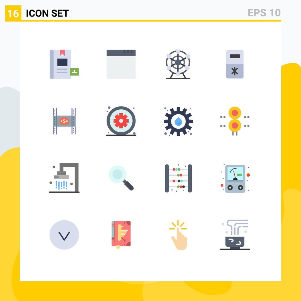 Modern Set of 16 Flat Colors and symbols such as movie film park costs refrigerator Editable Pack of Creative Vector Design Elements