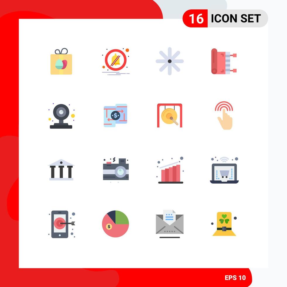 Mobile Interface Flat Color Set of 16 Pictograms of webcam camera nature ramadan muslim Editable Pack of Creative Vector Design Elements