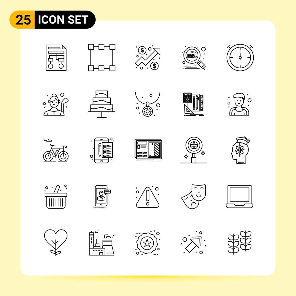 25 Creative Icons for Modern website design and responsive mobile apps. 25 Outline Symbols Signs on White Background. 25 Icon Pack. vector