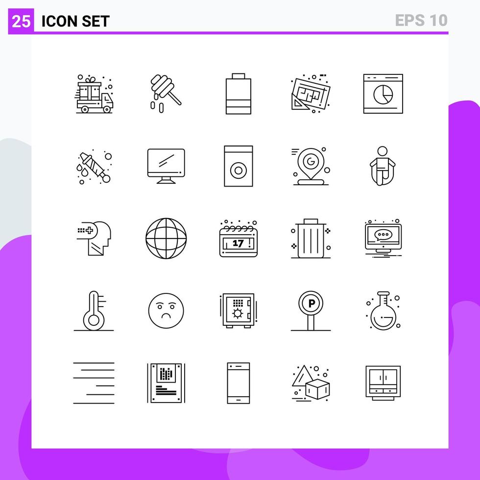 User Interface Pack of 25 Basic Lines of rate diagram power commerce tools Editable Vector Design Elements