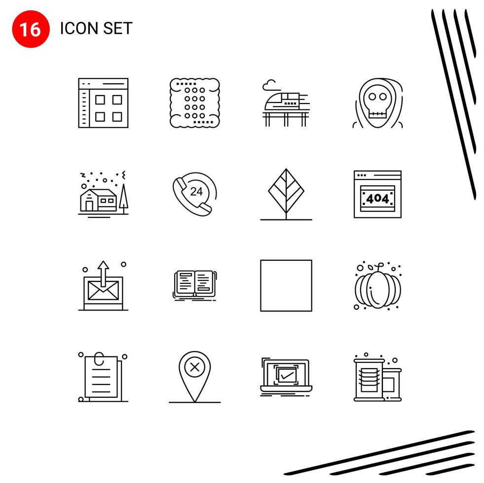 16 Creative Icons Modern Signs and Symbols of monster evil food death transport Editable Vector Design Elements