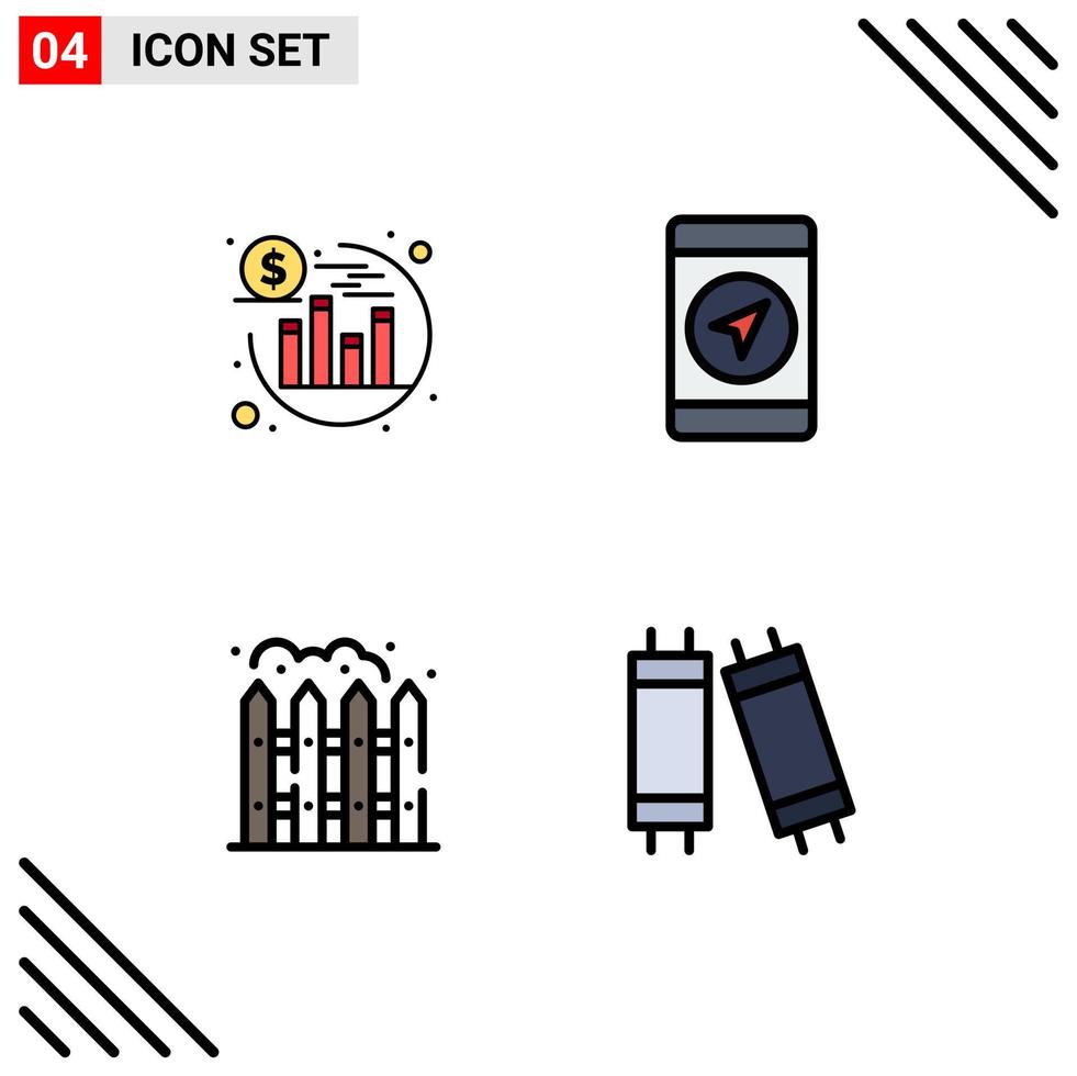 Modern Set of 4 Filledline Flat Colors Pictograph of investment halogen mobile home light Editable Vector Design Elements