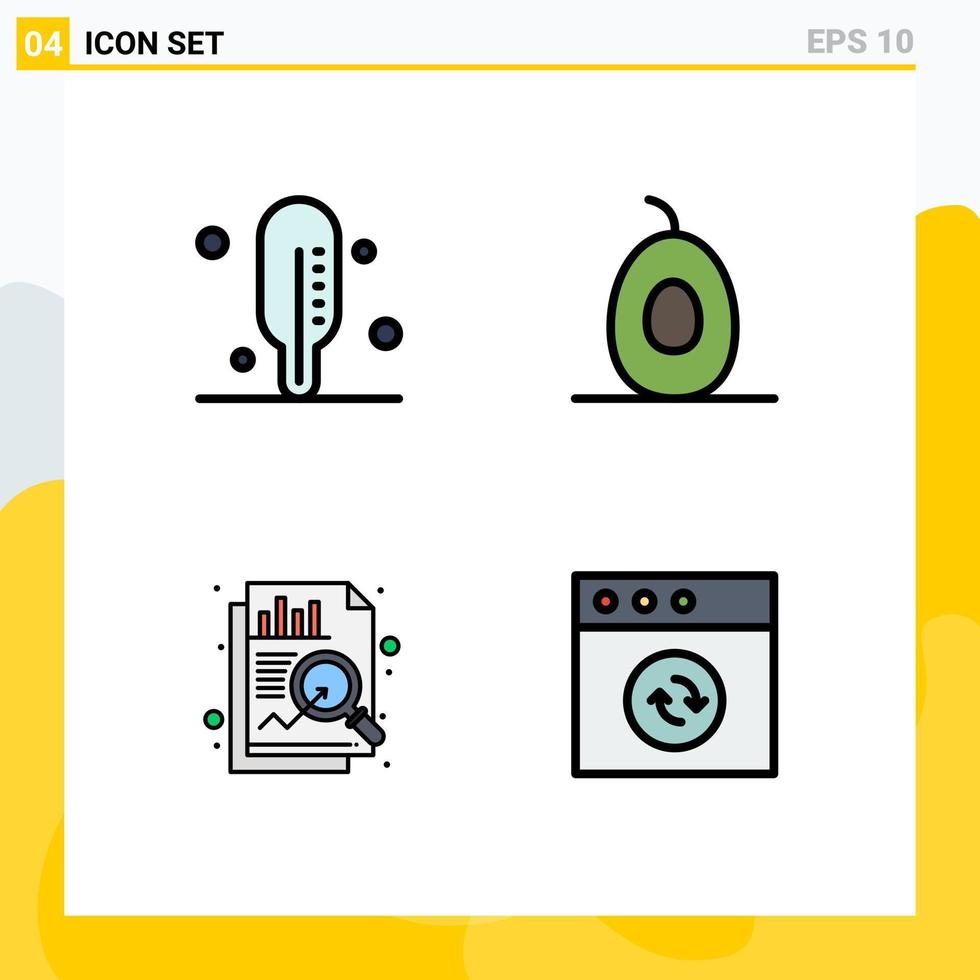 4 Universal Filledline Flat Color Signs Symbols of medical mac food chart 83 Editable Vector Design Elements