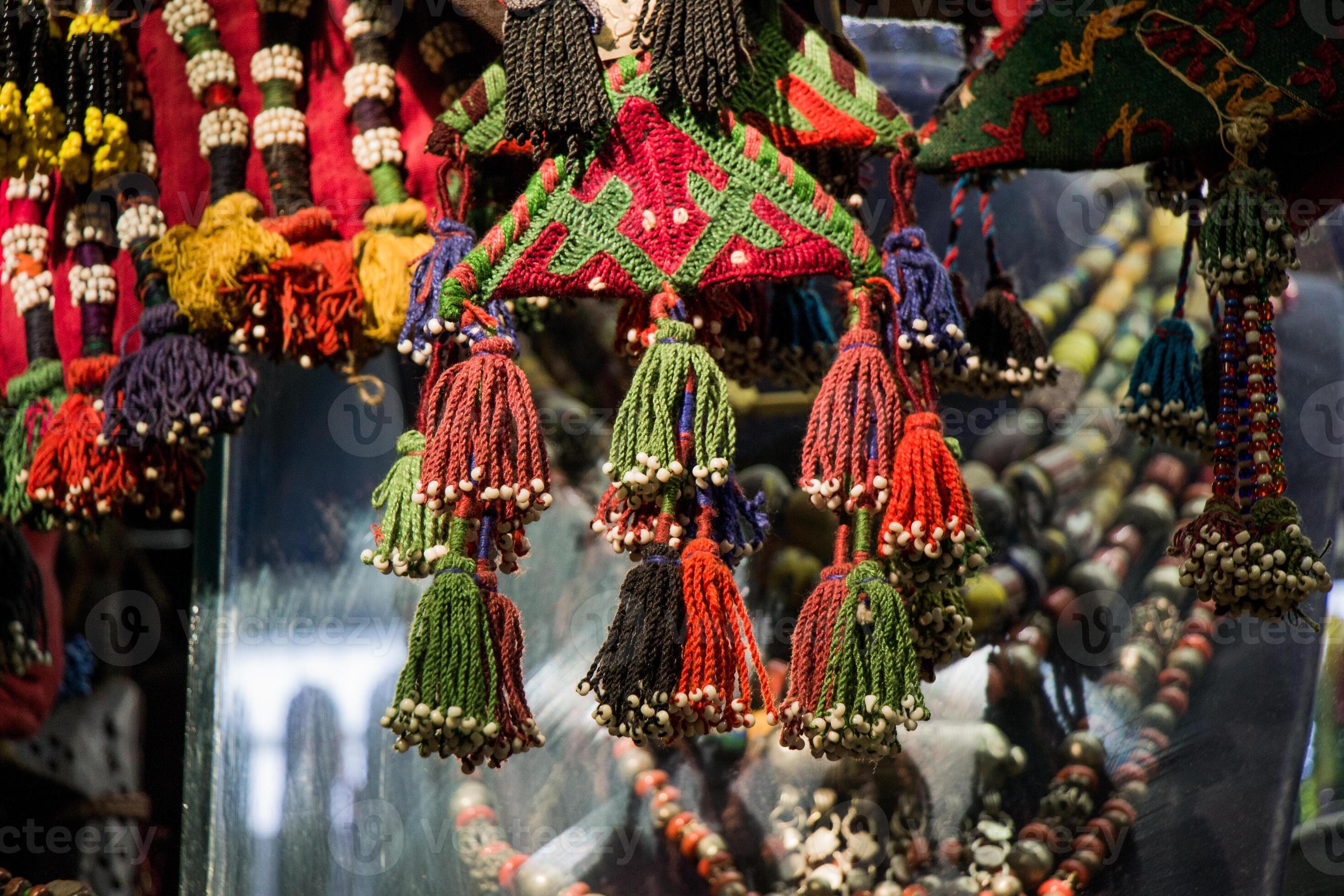 Selection of Turkish traditional tassels in various colors 14878783