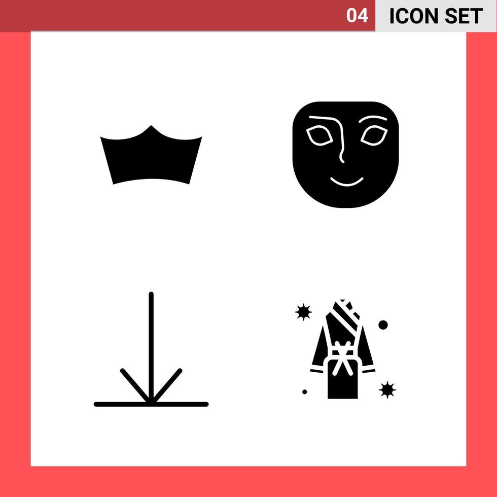 4 Icon Pack Solid Style Glyph Symbols on White Background. Simple Signs for general designing. vector