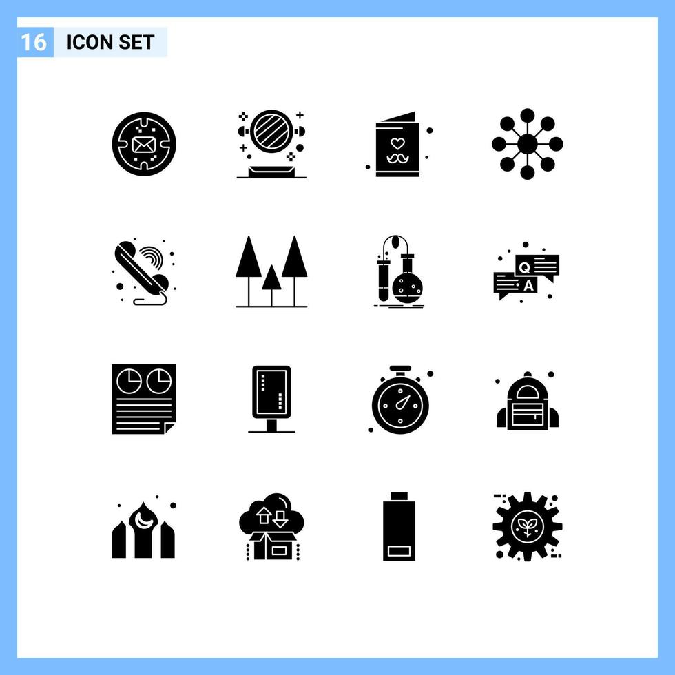 User Interface Pack of 16 Basic Solid Glyphs of phone call dad share database Editable Vector Design Elements