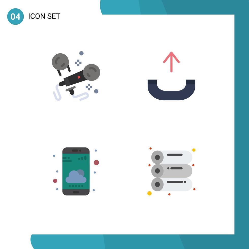 Flat Icon Pack of 4 Universal Symbols of karaoke weather singing phone machine Editable Vector Design Elements