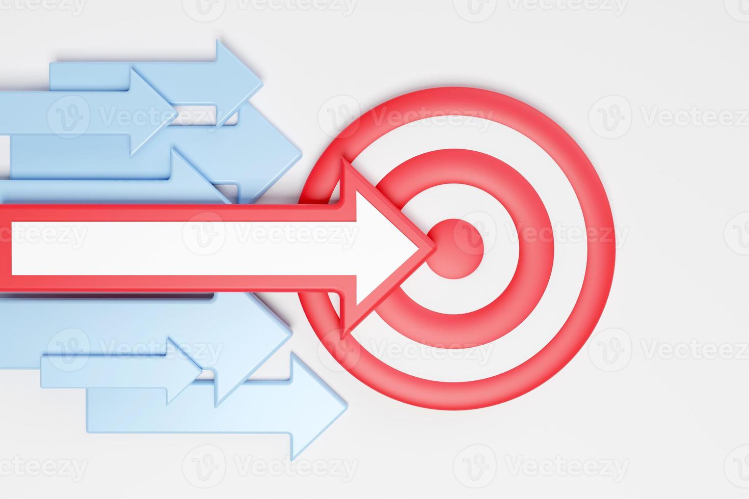 3D rendering of the white arrow symbol leading the blue arrow. concept of commitment inspiration and leadership Business Successful Teamwork with Copy Space Business design. illustration photo