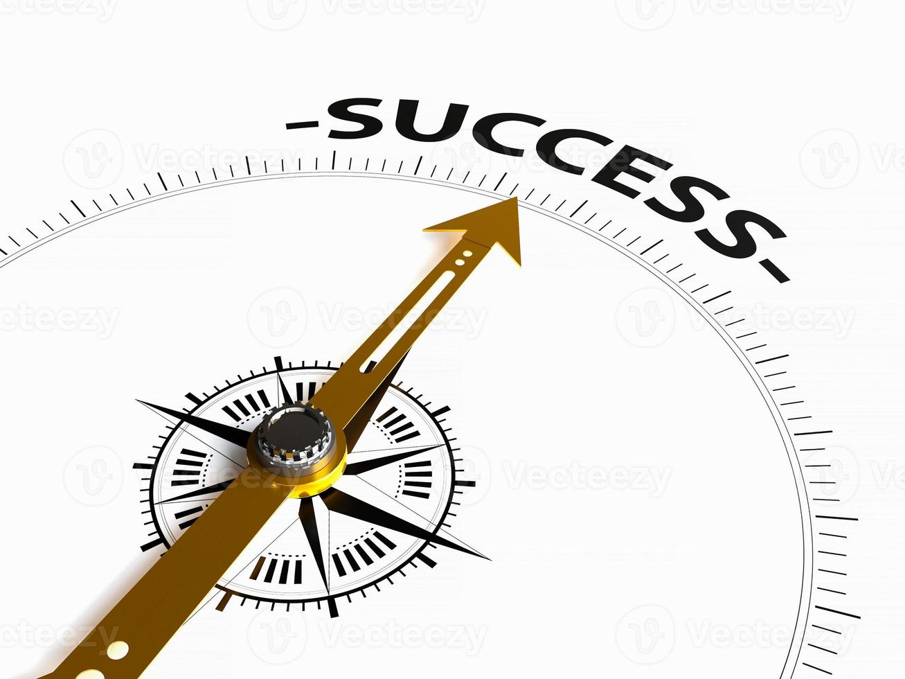 Compass points to success. concept of planning for success, determination, inspiration, leadership with outstanding vision, goal strategizing. 3D illustration photo