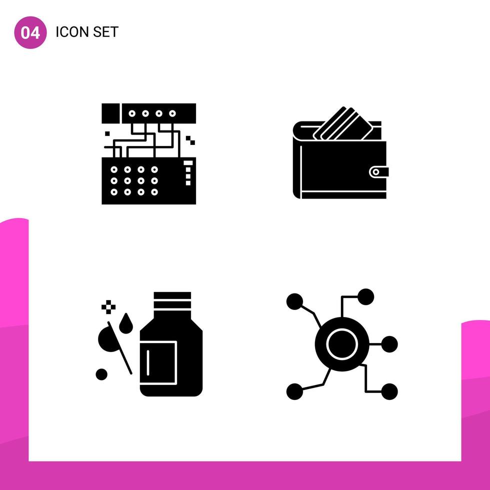 conjunto de iconos de glifo. paquete de 4 iconos sólidos aislados en fondo blanco para diseño de sitios web sensibles, impresión y aplicaciones móviles. vector