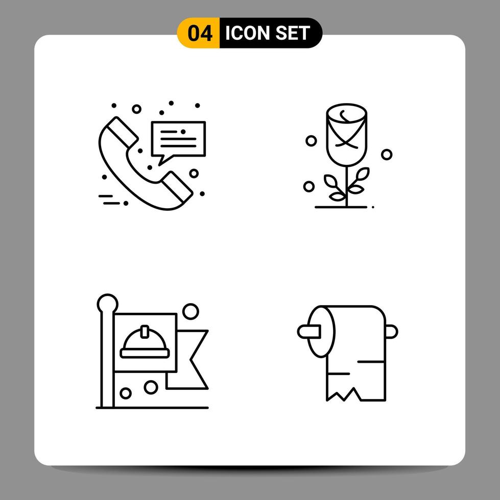 4 símbolos de contorno del paquete de iconos negros para diseños receptivos sobre fondo blanco. 4 iconos establecidos. vector