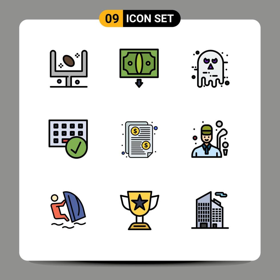 Set of 9 Modern UI Icons Symbols Signs for gadget connected money computers halloween Editable Vector Design Elements