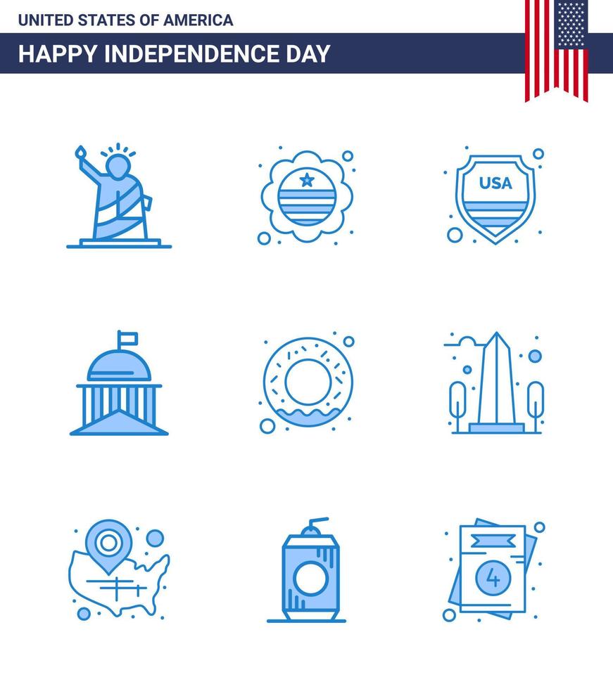 Set of 9 Vector Blues on 4th July USA Independence Day such as irish green badge flag usa Editable USA Day Vector Design Elements