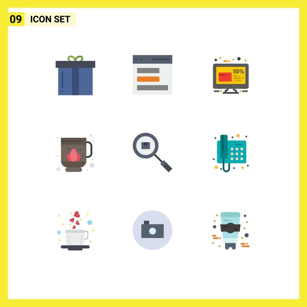 conjunto de 9 iconos de interfaz de usuario modernos símbolos signos para caja sauna usuario jag porcentaje elementos de diseño vectorial editables vector