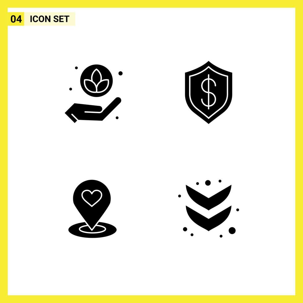 4 Universal Solid Glyphs Set for Web and Mobile Applications plant map artificial intelligent pin Editable Vector Design Elements