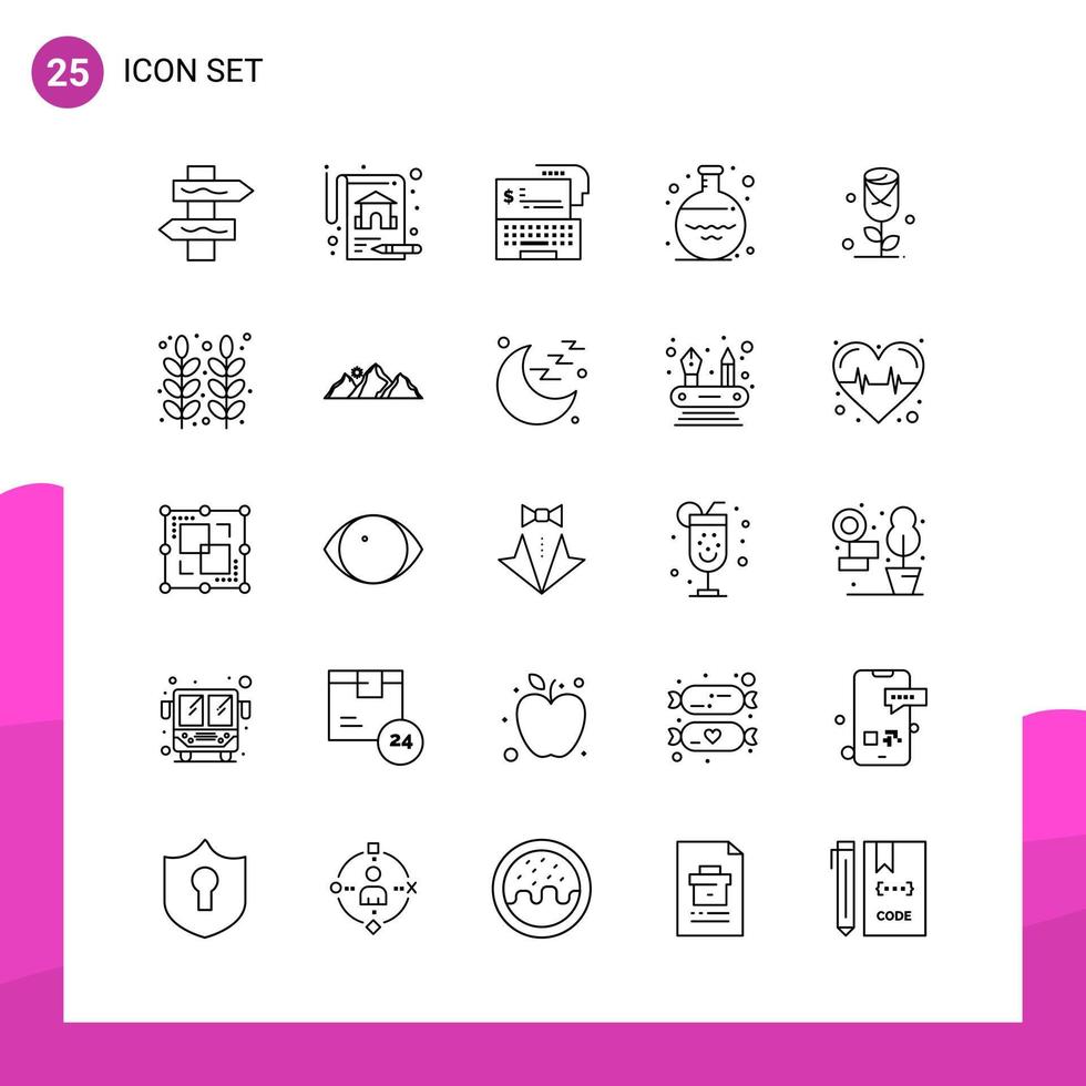 Outline Icon set. Pack of 25 Line Icons isolated on White Background for responsive Website Design Print and Mobile Applications. vector