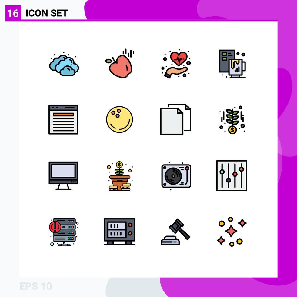 Set of 16 Modern UI Icons Symbols Signs for search find healthcare add coffee Editable Creative Vector Design Elements