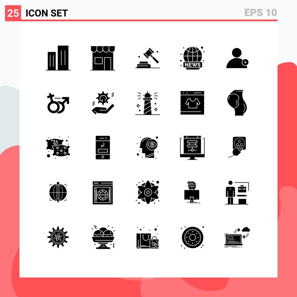 25 Solid Glyph concept for Websites Mobile and Apps news broadcasting retail world wide campaign Editable Vector Design Elements