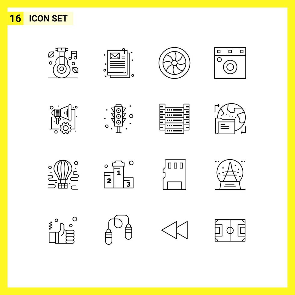 Stock Vector Icon Pack of 16 Line Signs and Symbols for marketing automation car wardrobe furniture Editable Vector Design Elements