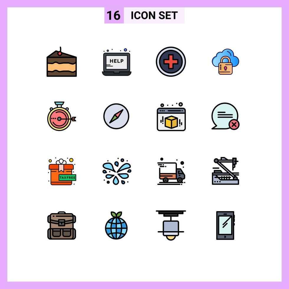 16 Creative Icons Modern Signs and Symbols of optimization launch hospital loucked network Editable Creative Vector Design Elements