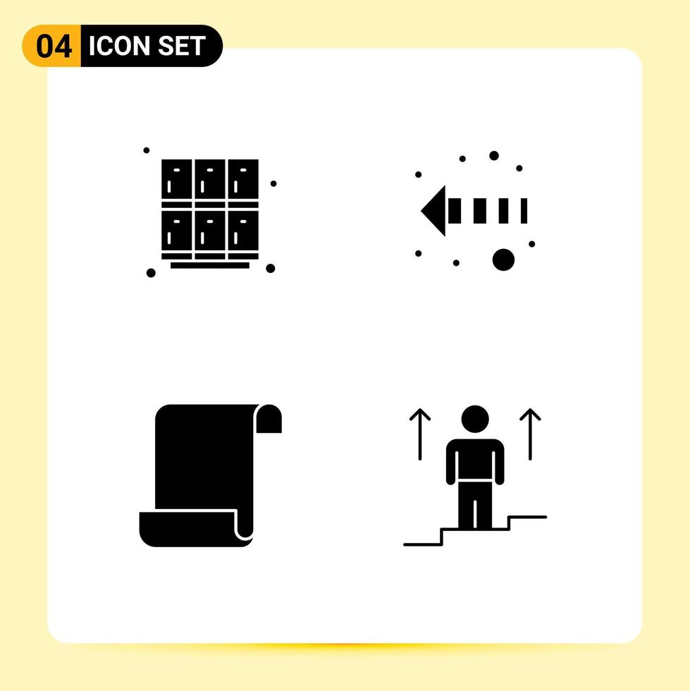 Group of 4 Solid Glyphs Signs and Symbols for learn log open direction user Editable Vector Design Elements