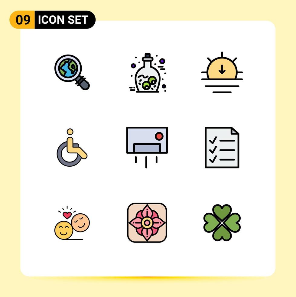 9 Creative Icons Modern Signs and Symbols of home ac sun walk bicycle Editable Vector Design Elements