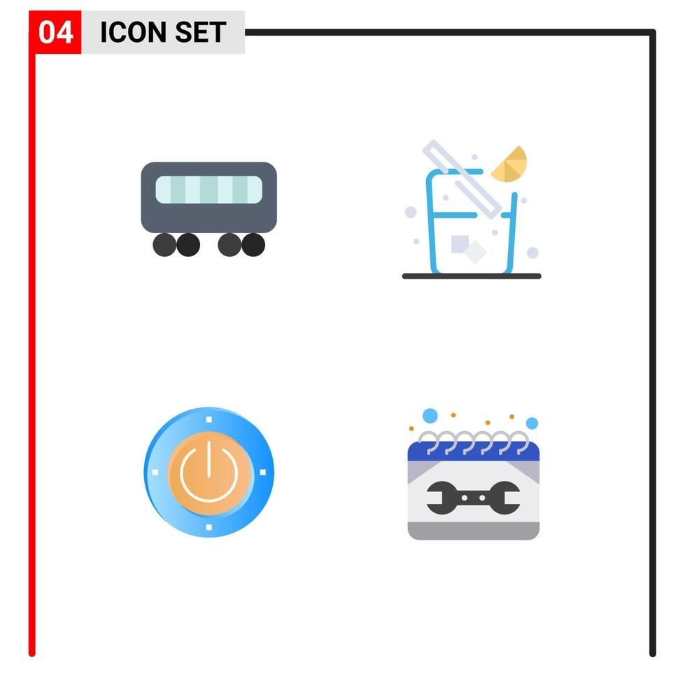 4 Flat Icon concept for Websites Mobile and Apps passenger computing juice electricity construction Editable Vector Design Elements