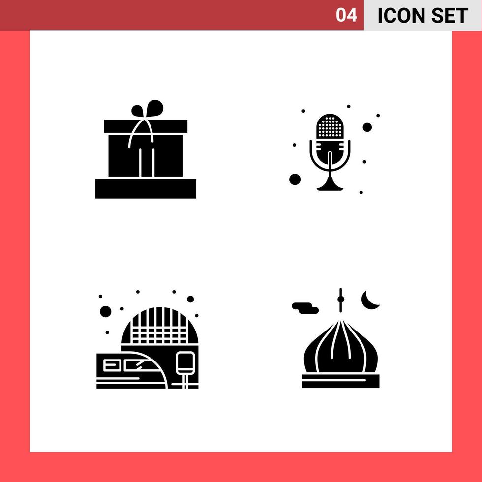 4 Icon Pack Solid Style Glyph Symbols on White Background. Simple Signs for general designing. vector