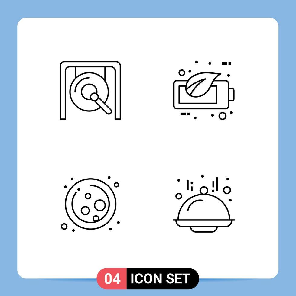 Modern Set of 4 Filledline Flat Colors Pictograph of gong molecule chinese green grow Editable Vector Design Elements