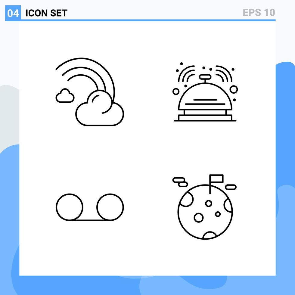 Modern 4 Line style icons. Outline Symbols for general use. Creative Line Icon Sign Isolated on White Background. 4 Icons Pack. vector