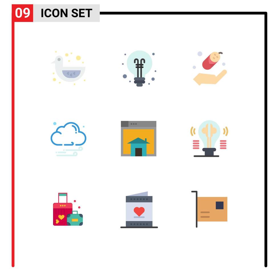 Pictogram Set of 9 Simple Flat Colors of layout sell child home night Editable Vector Design Elements