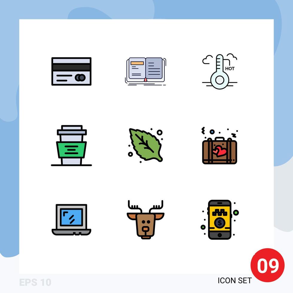9 Thematic Vector Filledline Flat Colors and Editable Symbols of drink coffee storytelling cafe update Editable Vector Design Elements