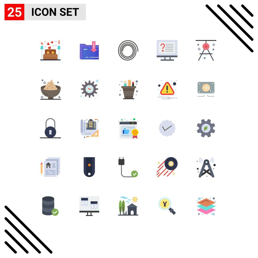 Mobile Interface Flat Color Set of 25 Pictograms of compass online arrow info contact Editable Vector Design Elements