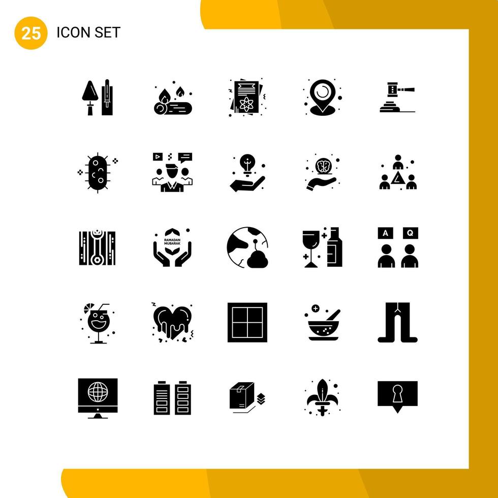 Set of 25 Modern UI Icons Symbols Signs for auction law card communication location Editable Vector Design Elements
