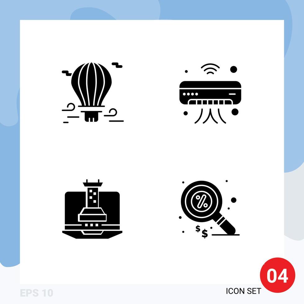 conjunto de iconos de interfaz de usuario modernos símbolos signos para globo wifi airballoon estrategia de internet elementos de diseño vectorial editables vector