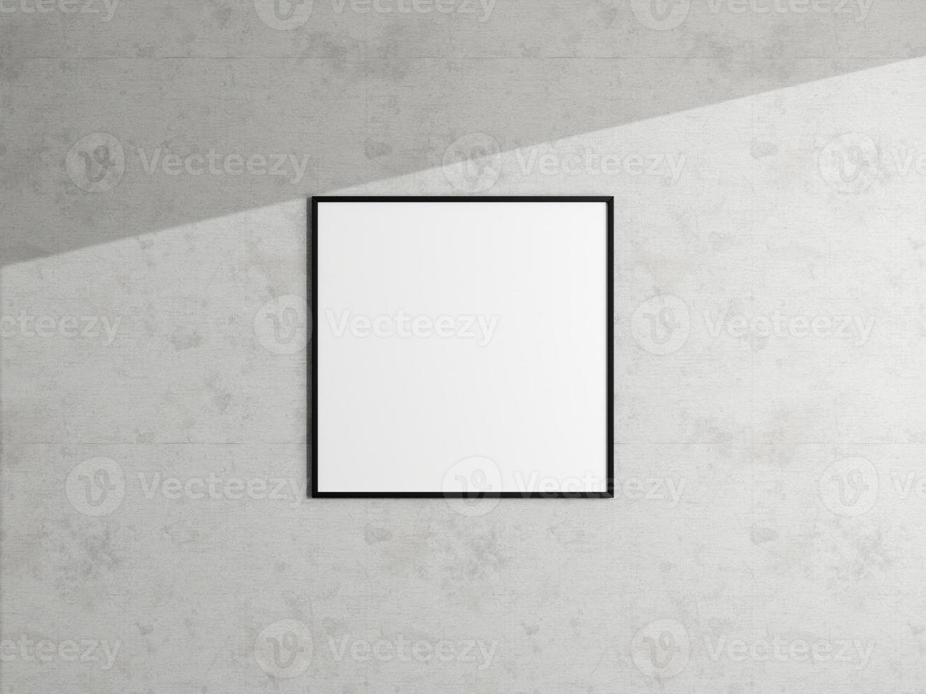 Minimal poster picture frame mockup hanging on the white wall. Blank frame mockup. Clean, modern, minimal frame. 3d rendering. photo