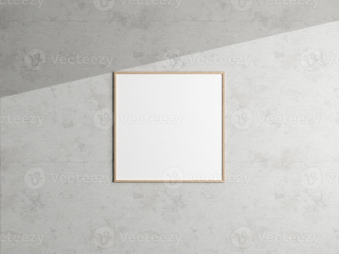 Minimal poster picture frame mockup hanging on the white wall. Blank frame mockup. Clean, modern, minimal frame. 3d rendering. photo