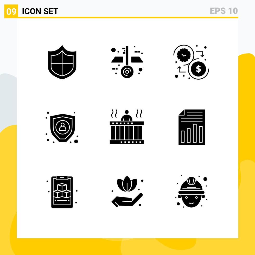 9 Creative Icons Modern Signs and Symbols of spa massage money hot encryption Editable Vector Design Elements