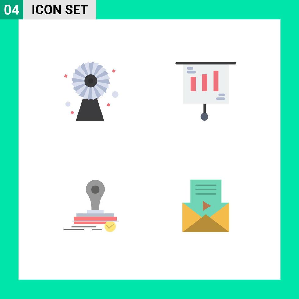 Mobile Interface Flat Icon Set of 4 Pictograms of buildings clone technology money logo Editable Vector Design Elements
