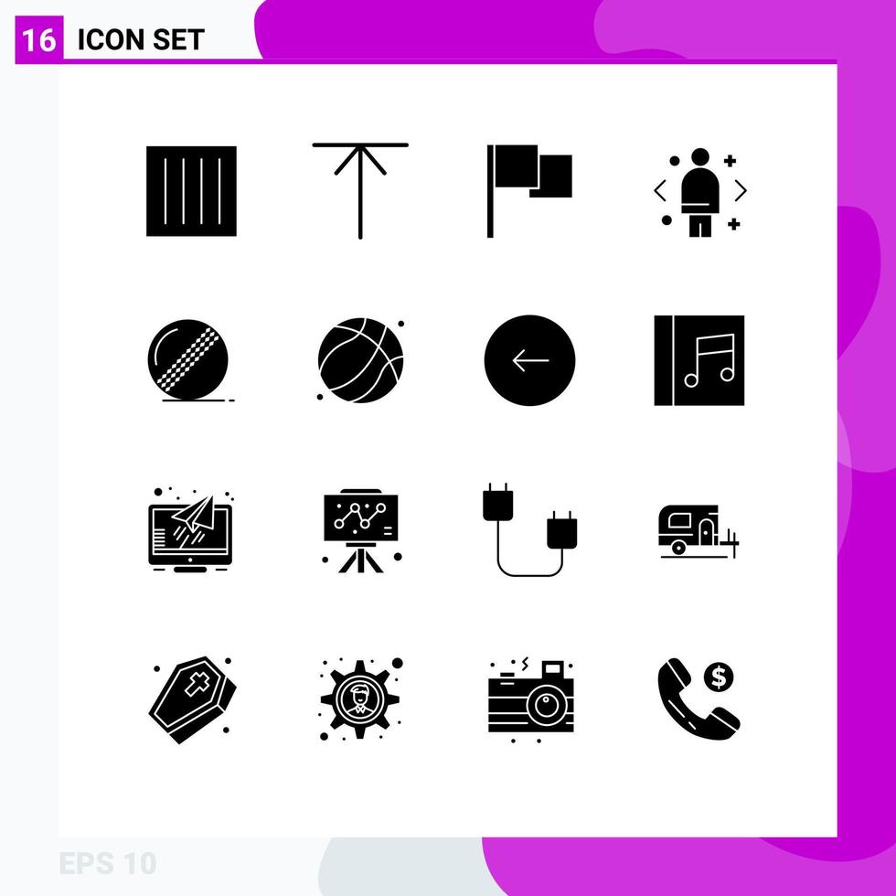 16 Universal Solid Glyphs Set for Web and Mobile Applications cricket marketing basic direction compare Editable Vector Design Elements