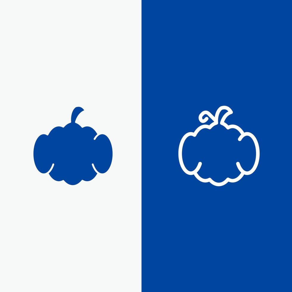 cucurbit calabaza de halloween canadá línea y glifo icono sólido bandera azul línea y glifo icono sólido bandera azul vector