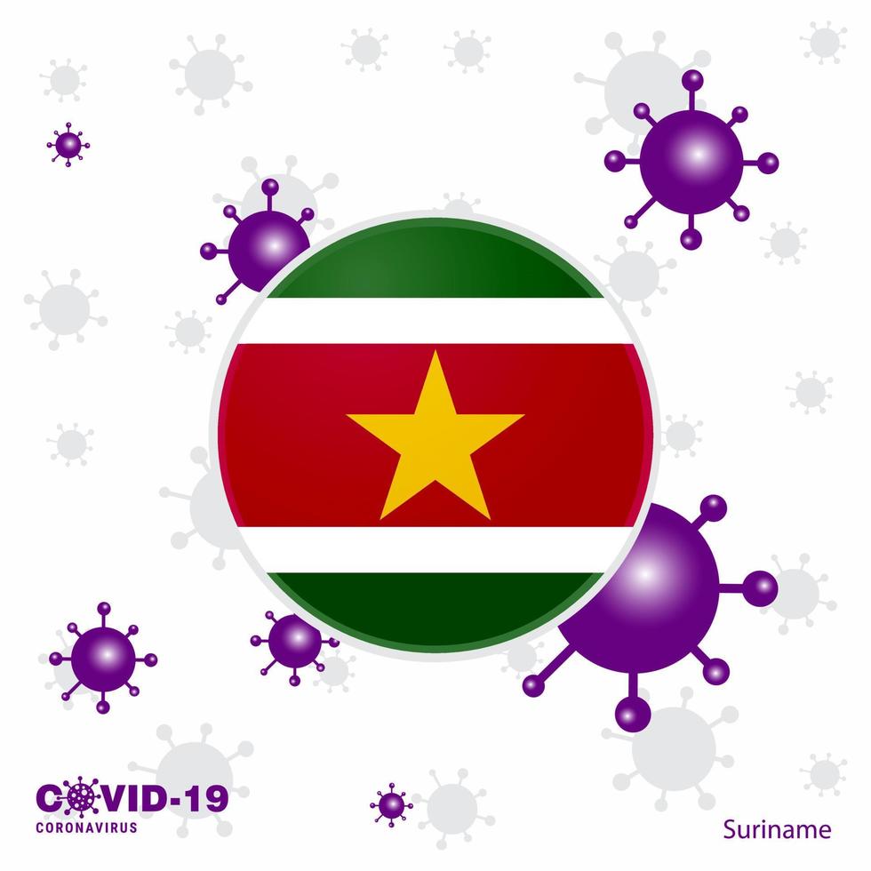 Pray For Suriname COVID19 Coronavirus Typography Flag Stay home Stay Healthy Take care of your own health vector