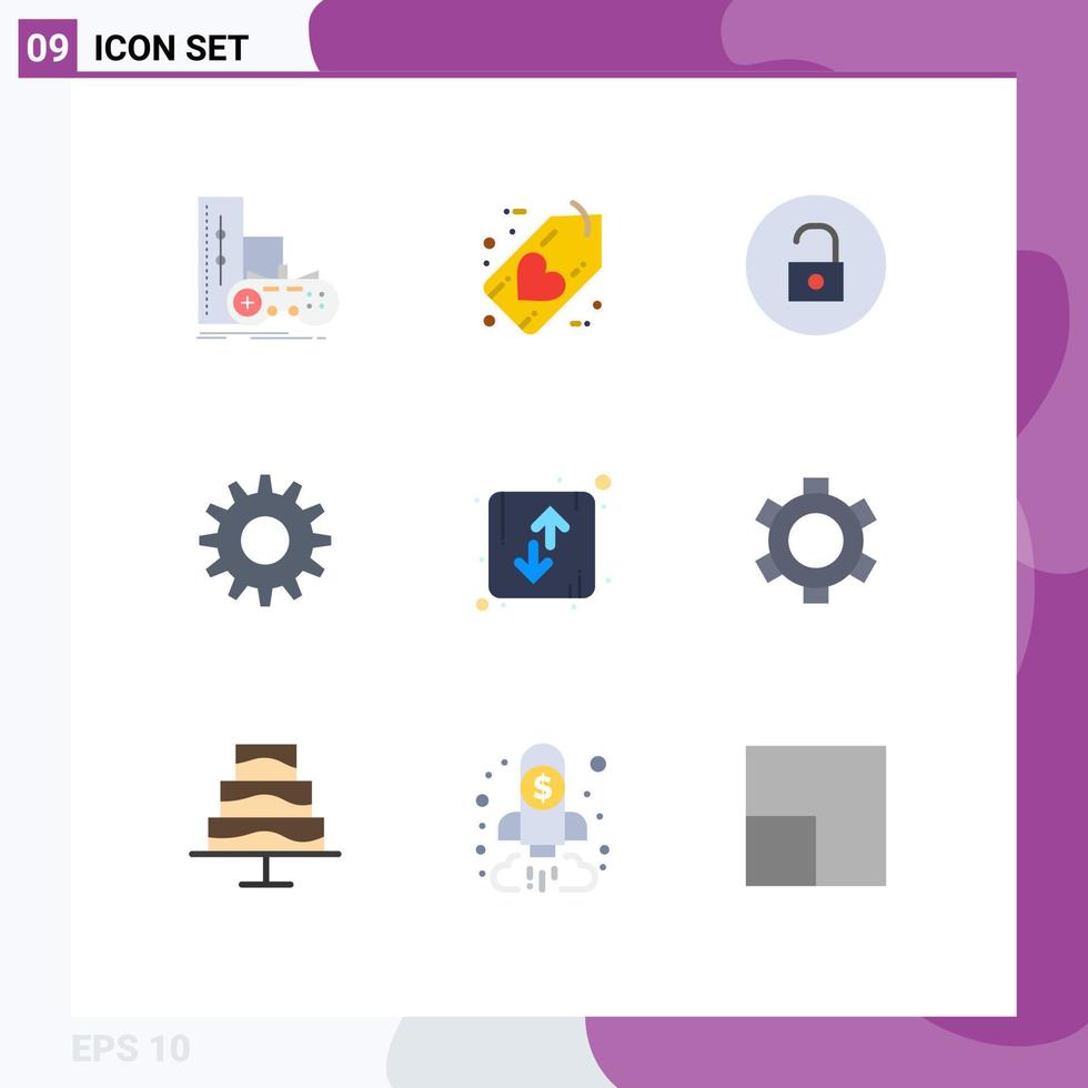 9 Creative Icons Modern Signs and Symbols of arrow gear heart cogs media player Editable Vector Design Elements