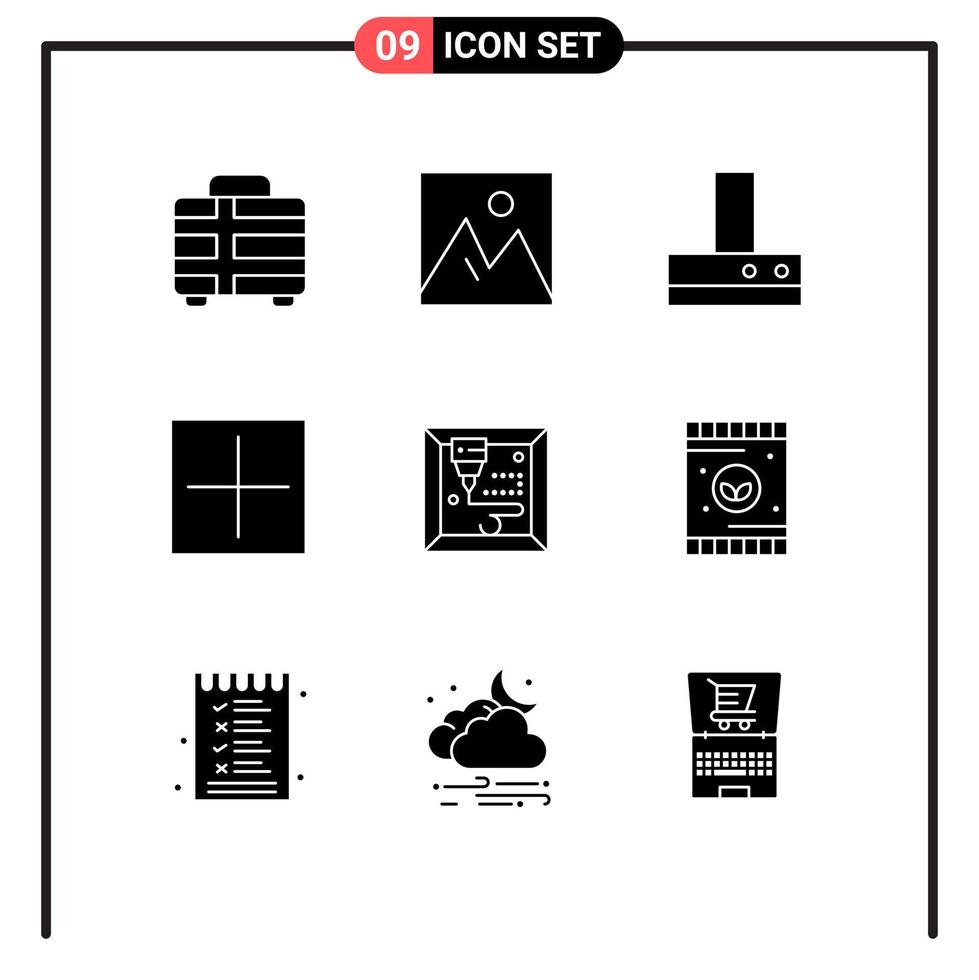 9 Creative Icons Modern Signs and Symbols of printing plus photo open add Editable Vector Design Elements