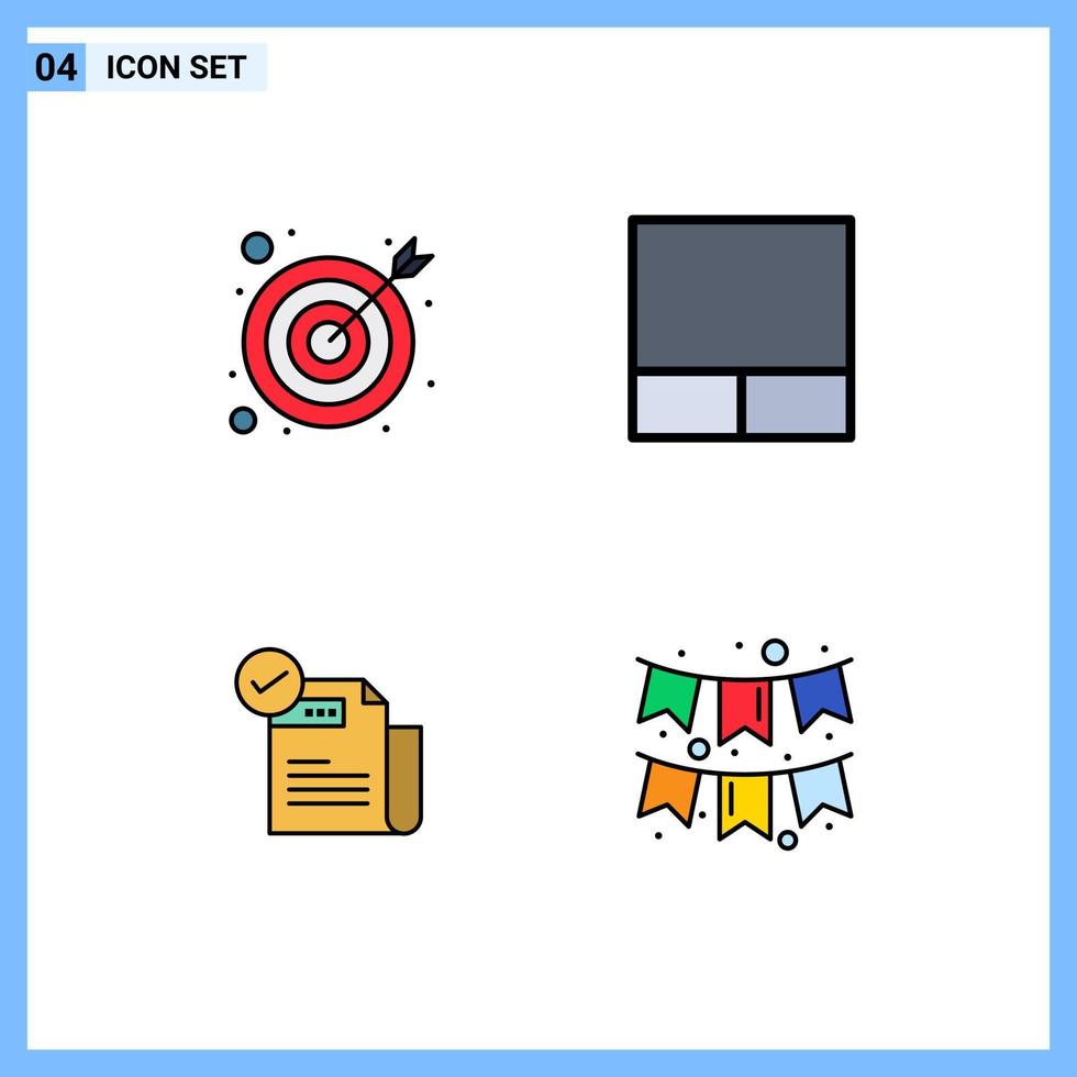 Stock Vector Icon Pack of 4 Line Signs and Symbols for arrow features grid check list decoration Editable Vector Design Elements