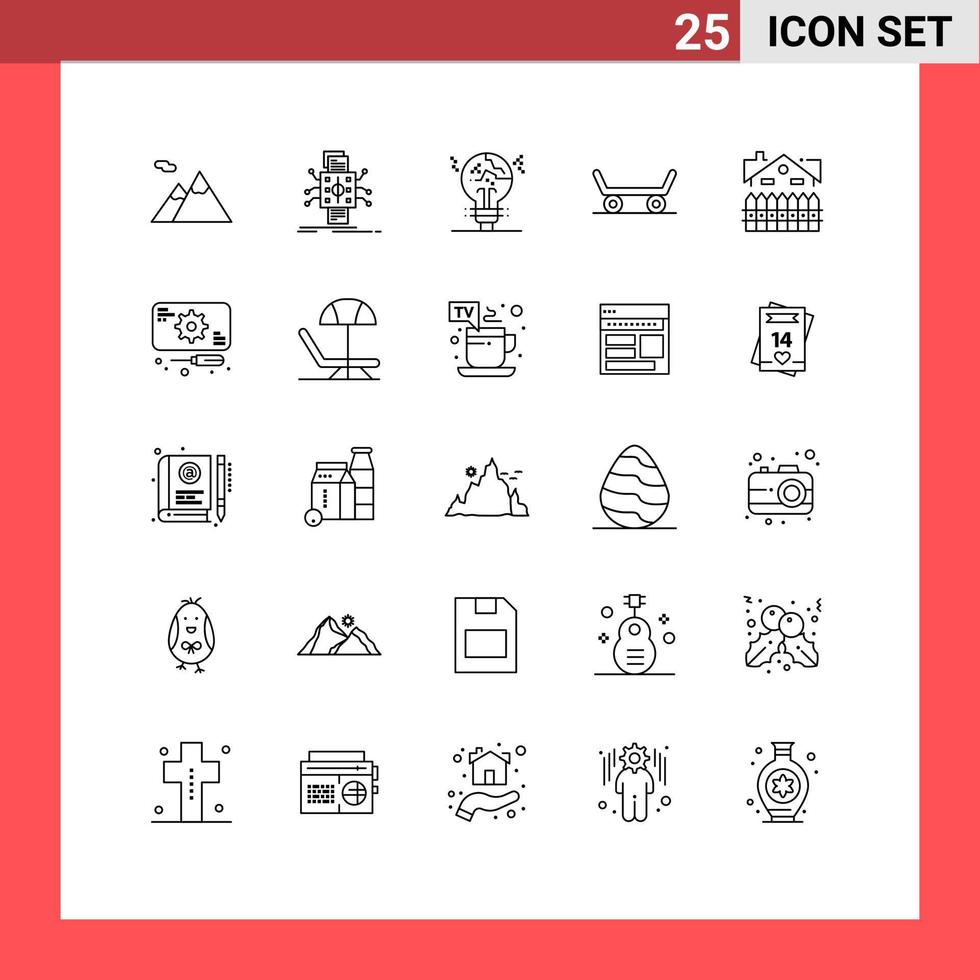 Universal Icon Symbols Group of 25 Modern Lines of construction apartment concept sport idea Editable Vector Design Elements