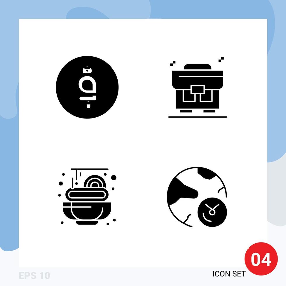 Pack of 4 Modern Solid Glyphs Signs and Symbols for Web Print Media such as afghani spaghetti currency money data Editable Vector Design Elements