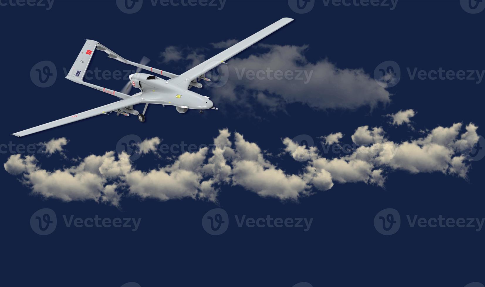 Bayraktar TB2 Unmanned aerial vehicle gliding through the clouds
