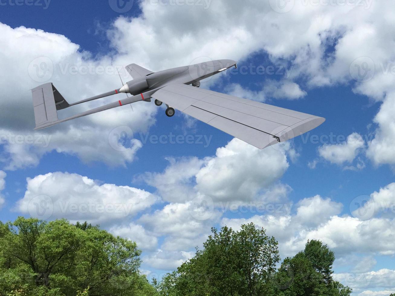 Illustration of Bayraktar TB2 unmanned aerial vehicle gliding through
