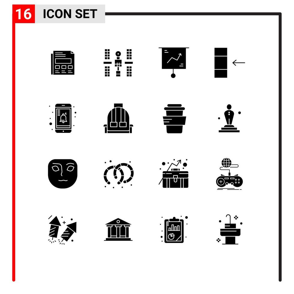 paquete de iconos de vector de stock de 16 signos y símbolos de línea para elementos de diseño de vector editables de marketing de columna de espacio de datos móviles